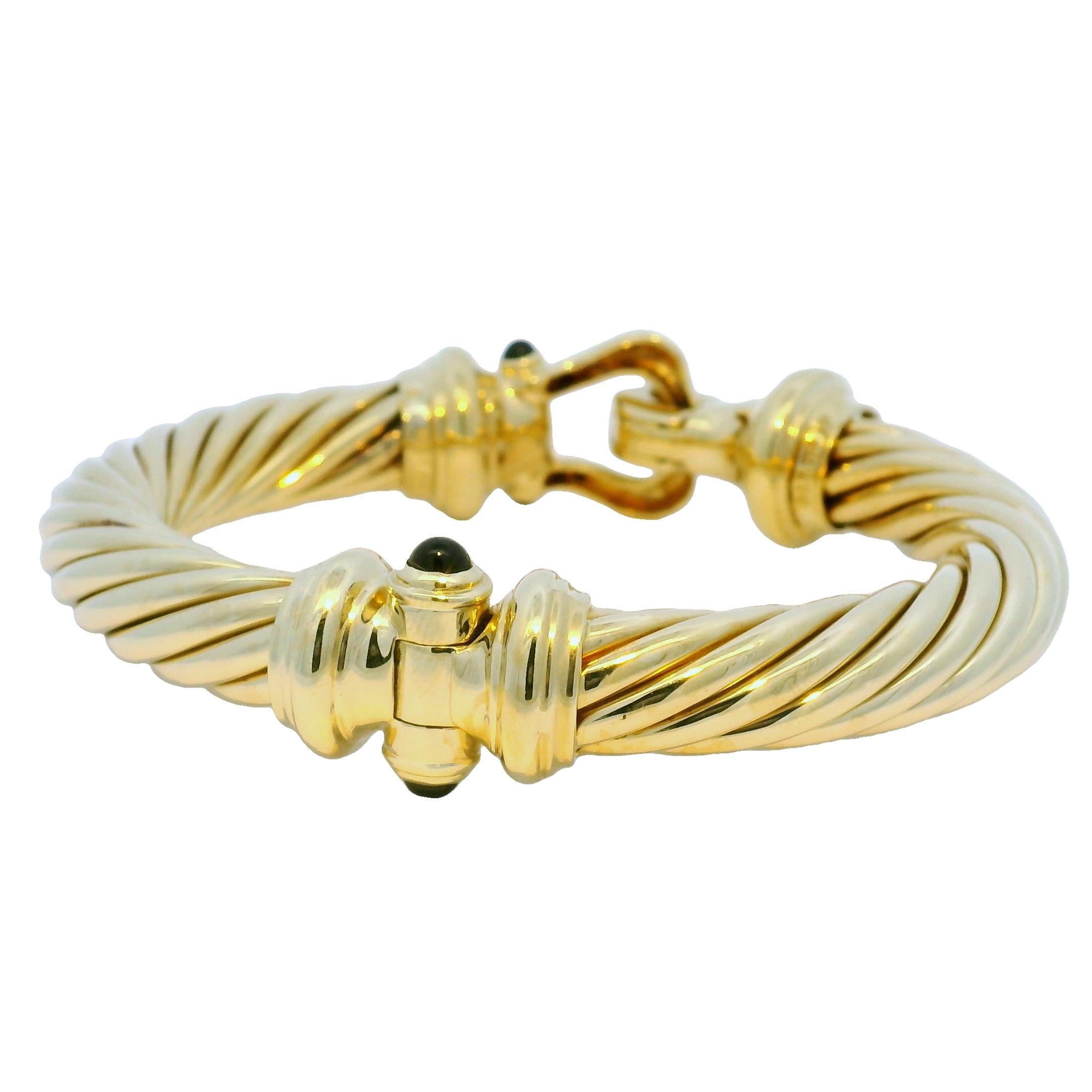 David Yurman - Bracciale a coste con pietra d'onice 18 carati in stile cavo In magazzino in vendita 3