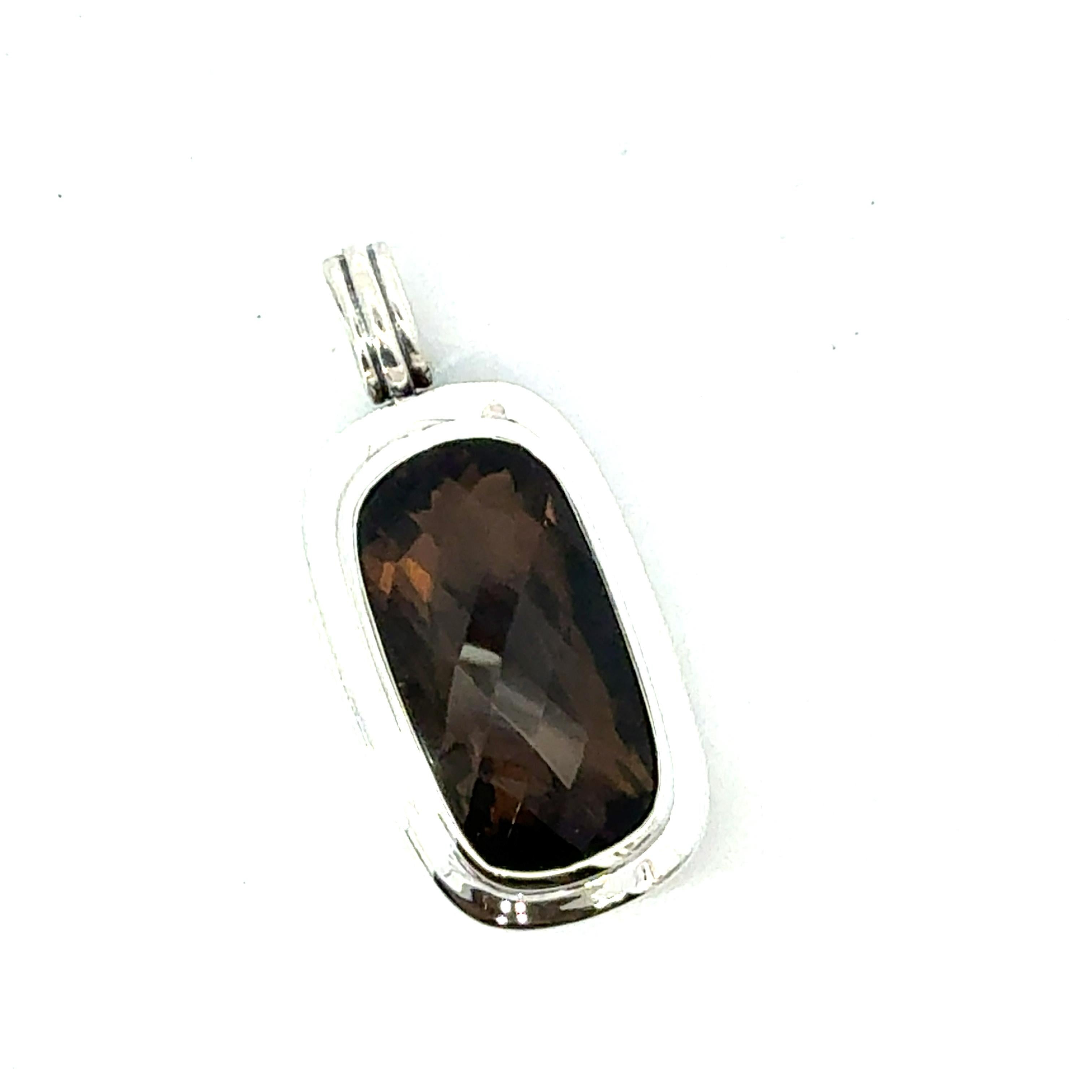 David Yurman Pendentif Albion en argent sterling, grande topaze fumée, ancienne propriété Bon état - En vente à Brooklyn, NY
