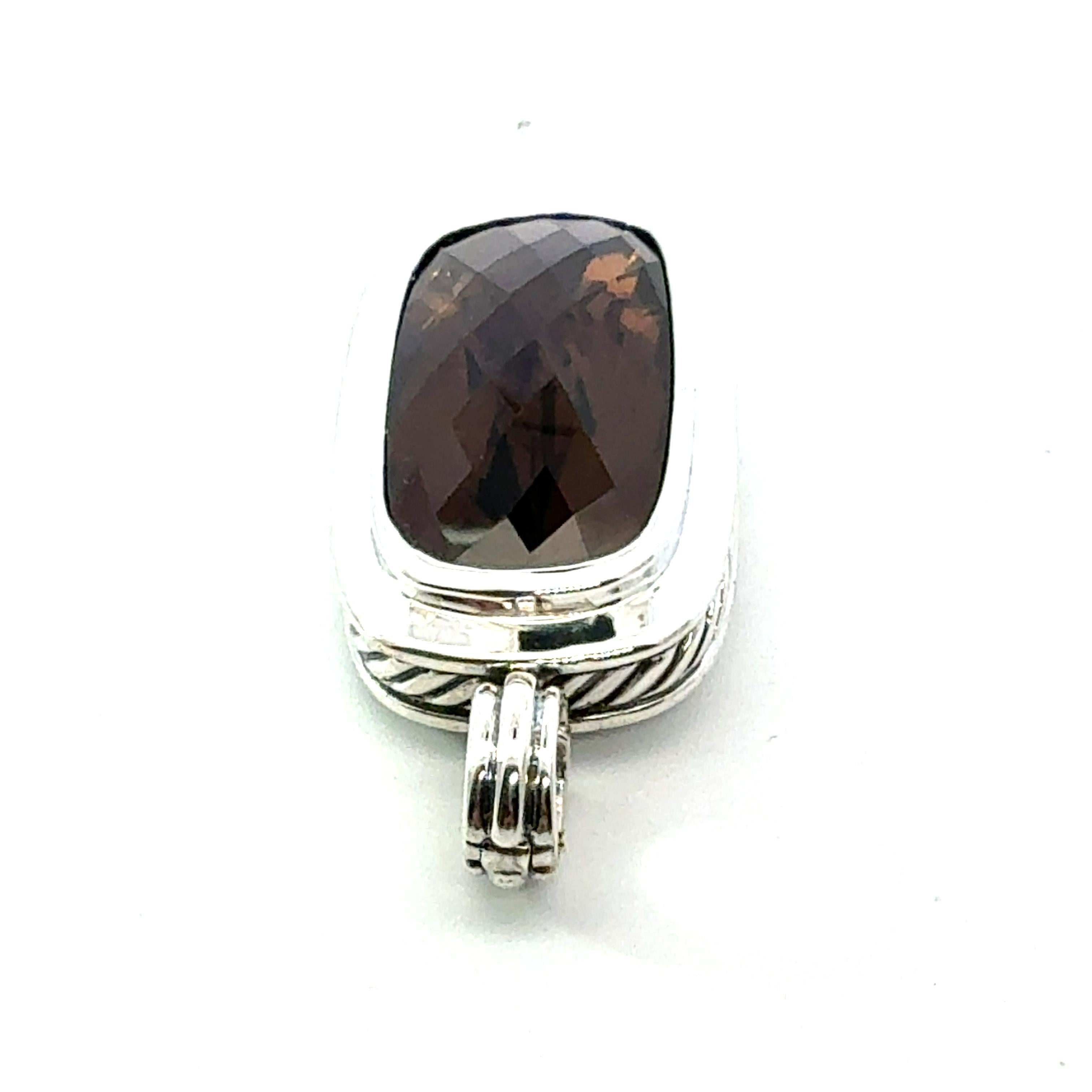 David Yurman Pendentif Albion en argent sterling, grande topaze fumée, ancienne propriété en vente 1