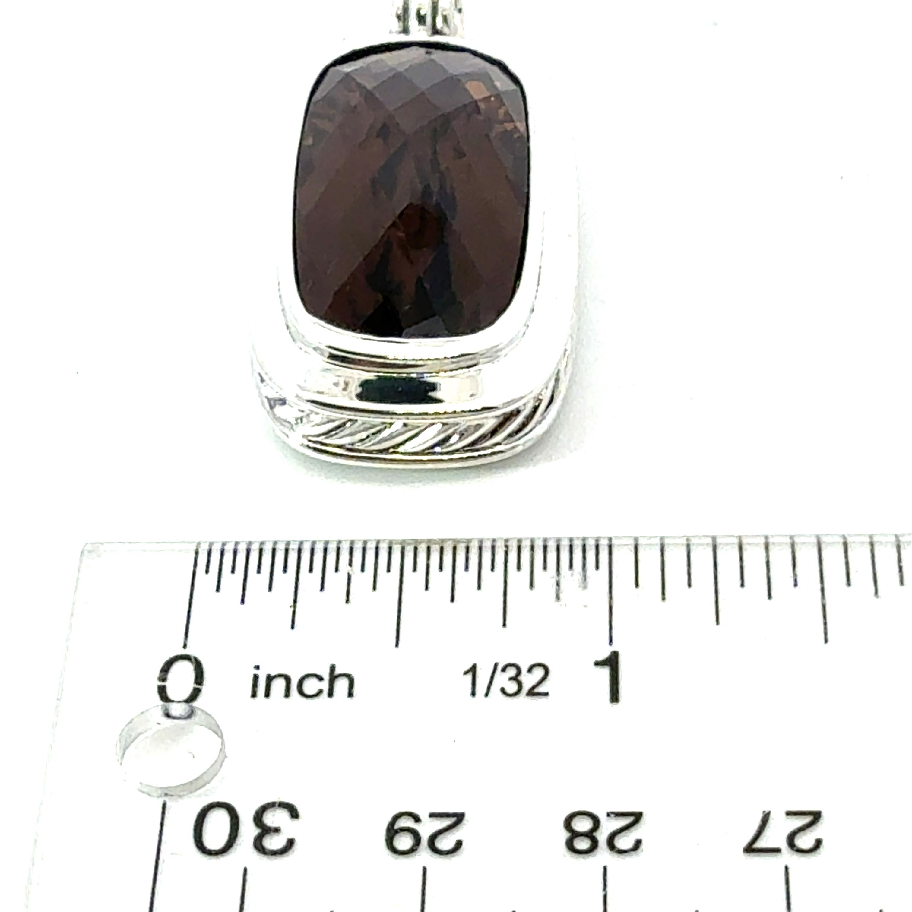 David Yurman Pendentif Albion en argent sterling, grande topaze fumée, ancienne propriété en vente 2