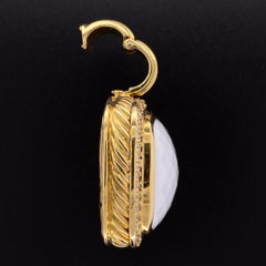 David Yurman Large White Agate and Diamond 18K Gold Pendant Fine Estate Jewelry