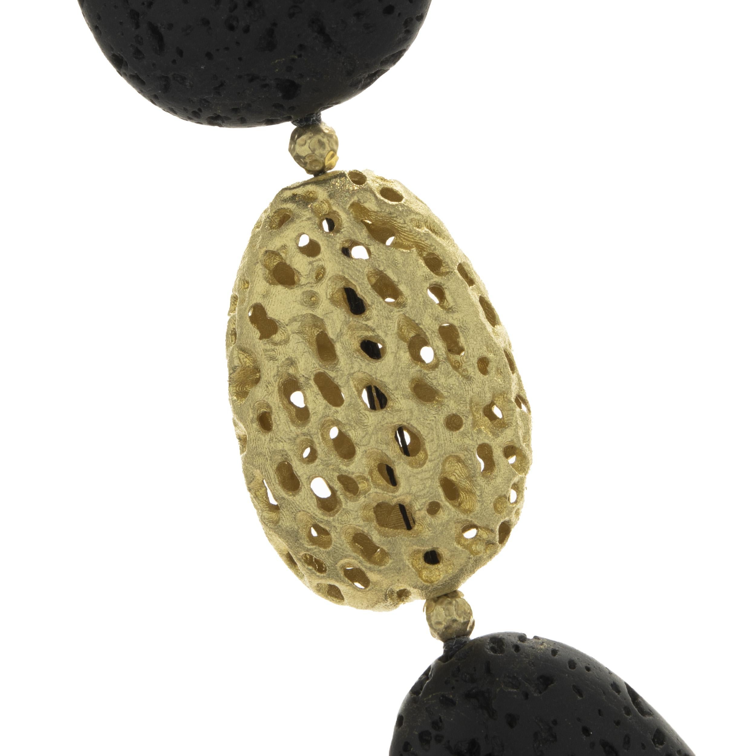 David Yurman Lava Rock und 18 Karat Gelbgold Freeform Halskette Damen