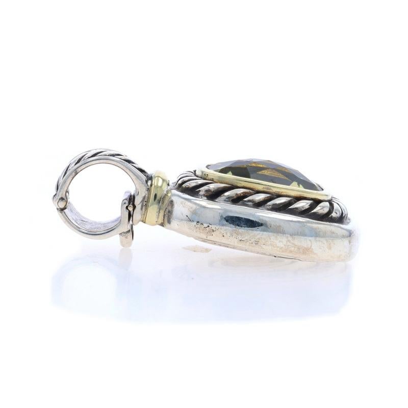 Taille coussin David Yurman Pendentif clip en quartz citron - Sterling 925 jaune 14 carats en vente