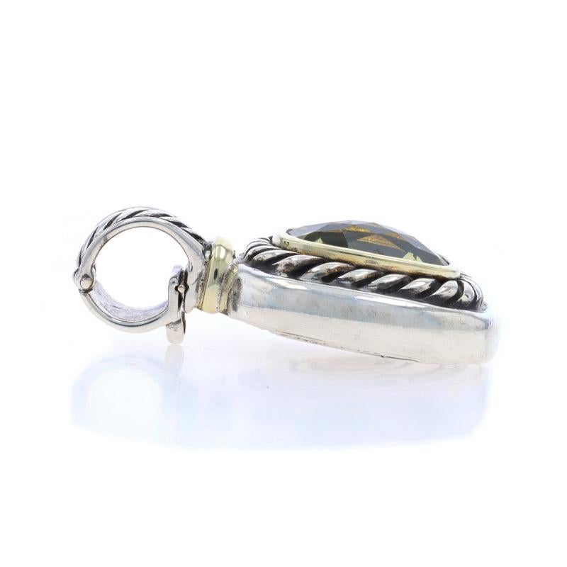 Taille coussin David Yurman Pendentif clip en quartz citron - Sterling 925 jaune 14 carats en vente