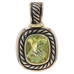 David Yurman Lemon Quartz Enhancer Clip Pendant - Sterling 925 Yellow 14k Cable