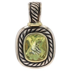 David Yurman Lemon Quartz Enhancer Clip Pendant - Sterling 925 Yellow 14k Cable