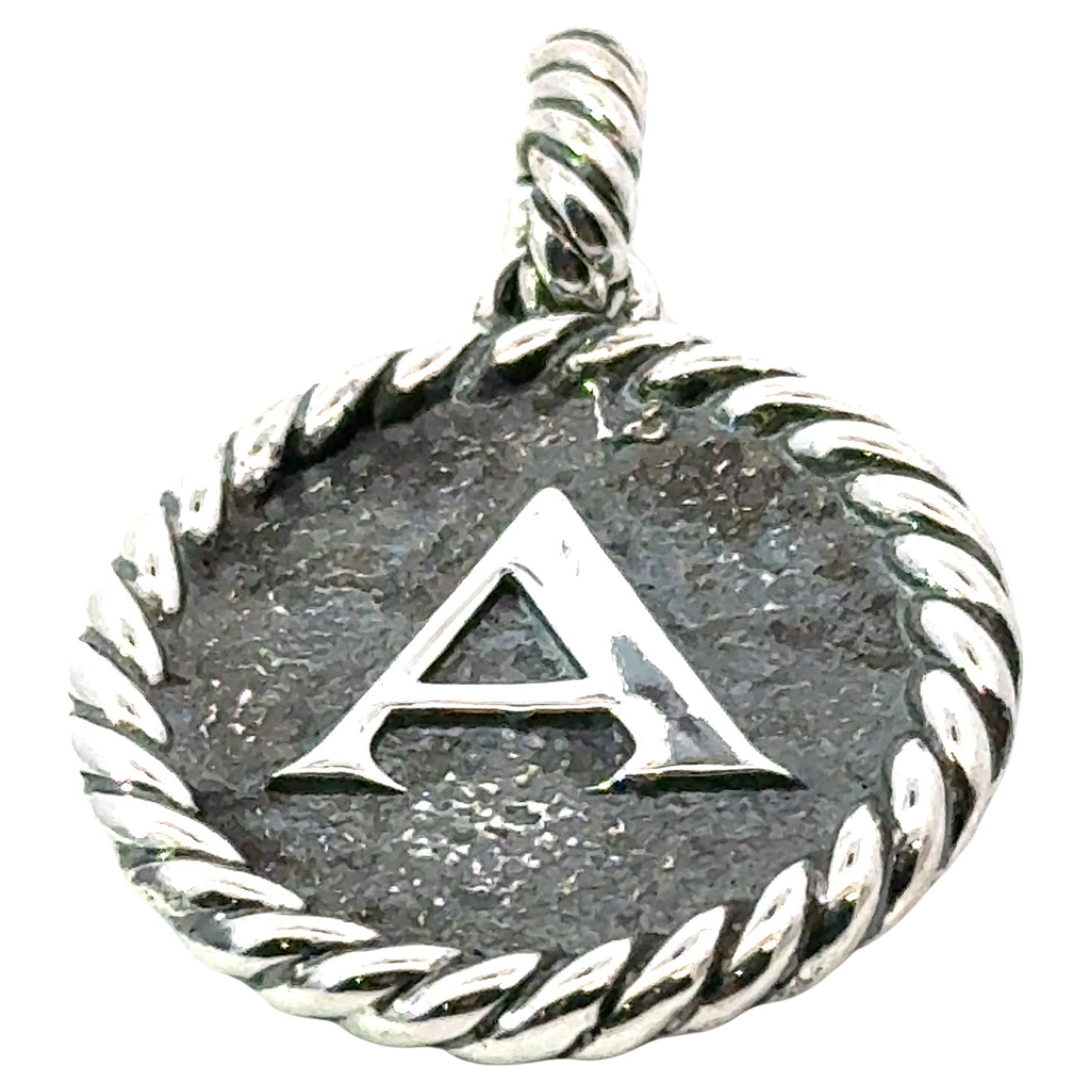 David Yurman Lettera A Amuleto in argento 925 Estate in vendita