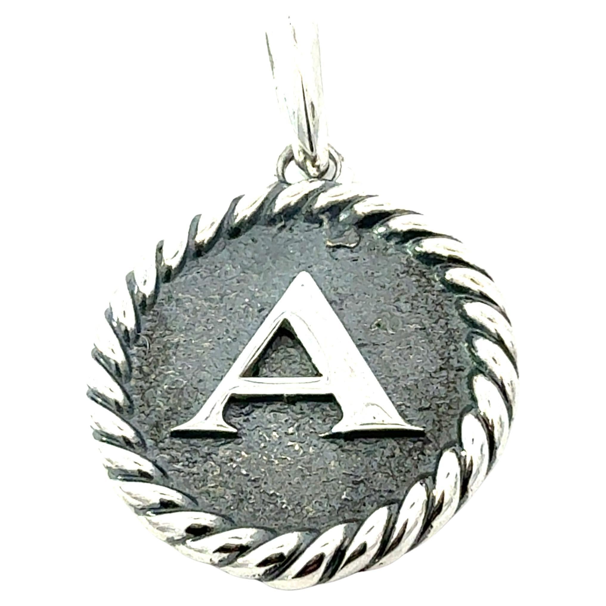 David Yurman Letter A Amulet Sterling Silver Estate