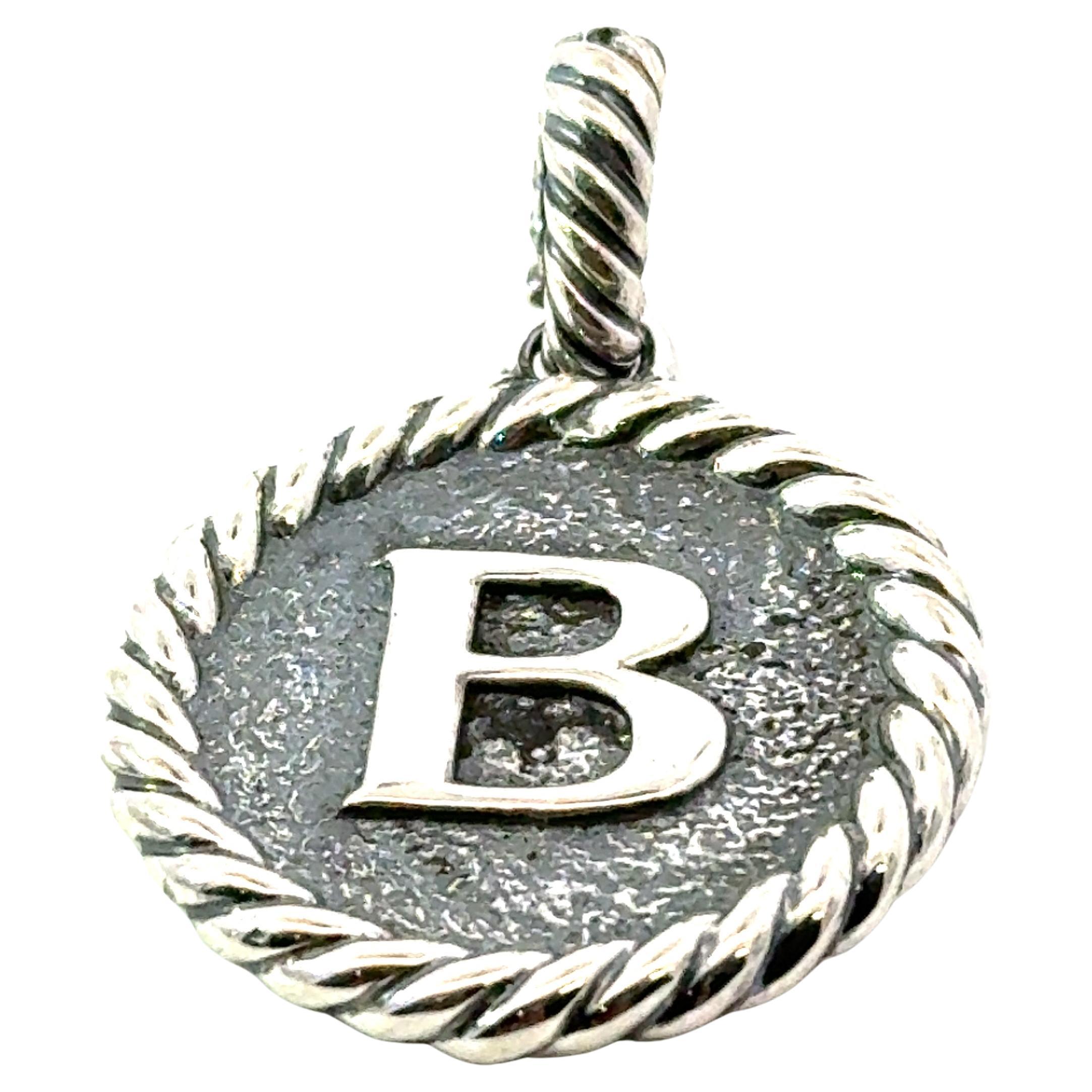 David Yurman Lettera B Amuleto in argento Sterling Estate