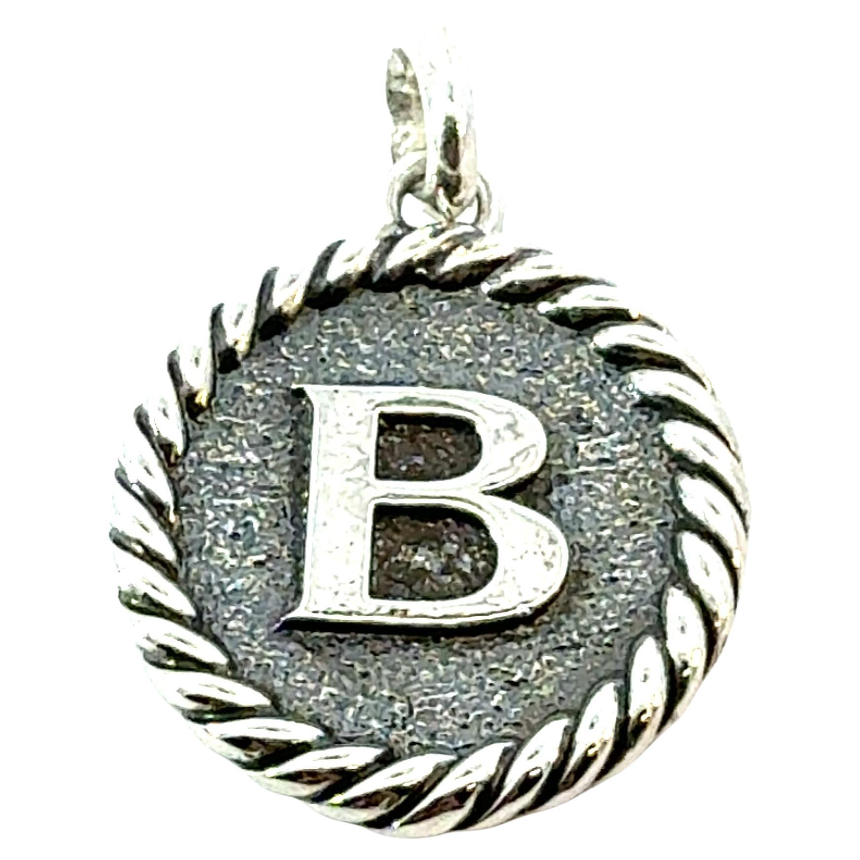 David Yurman Letter B Amulet Sterling Silver Estate
