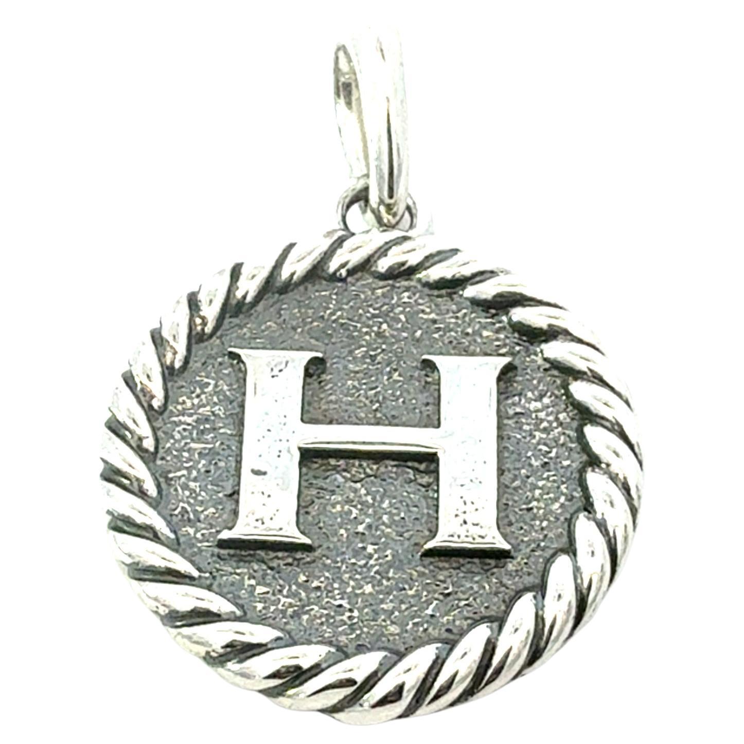 David Yurman Letter H Amulet Sterling Silver Estate