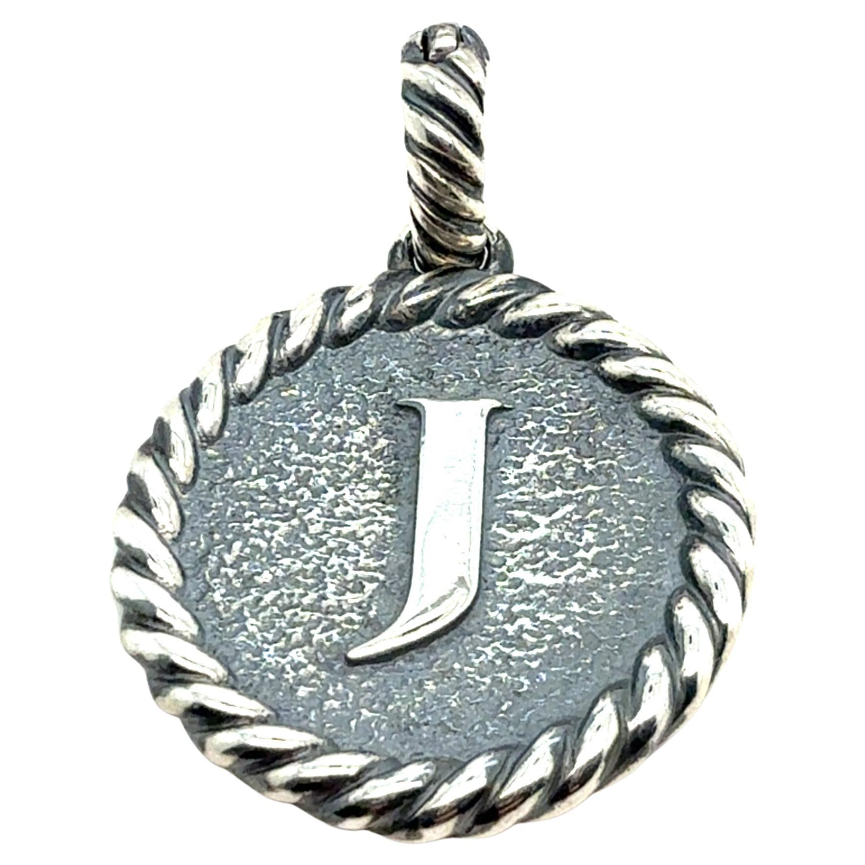 David Yurman Lettera J Amuleto in argento massiccio A. Silver