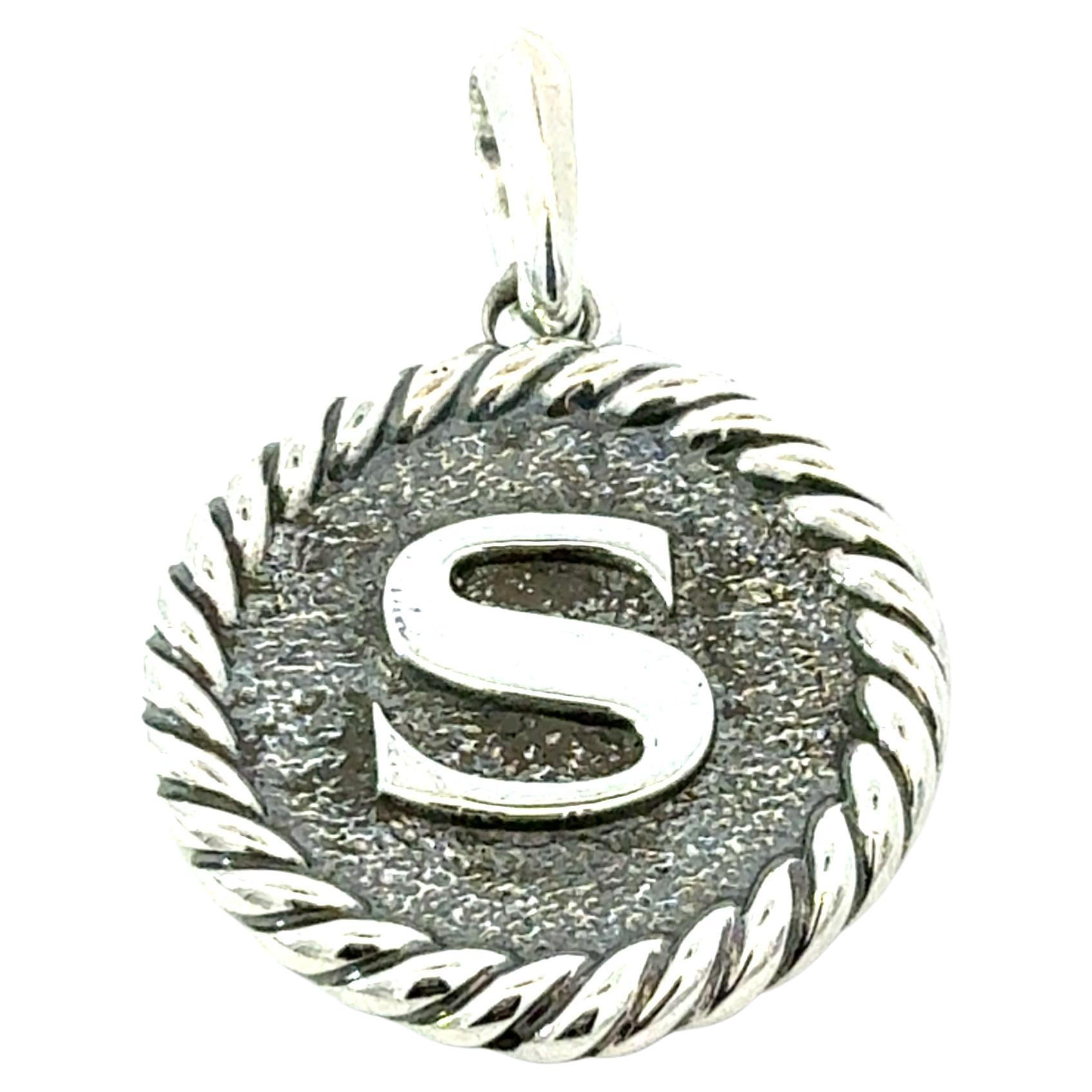 David Yurman Letter S Amulet Sterling Silver Estate
