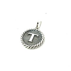 David Yurman Letter T Amulet Sterling Silver Estate