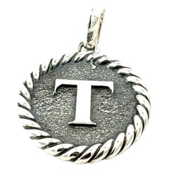 David Yurman Letter T Amulet Sterling Silver Estate