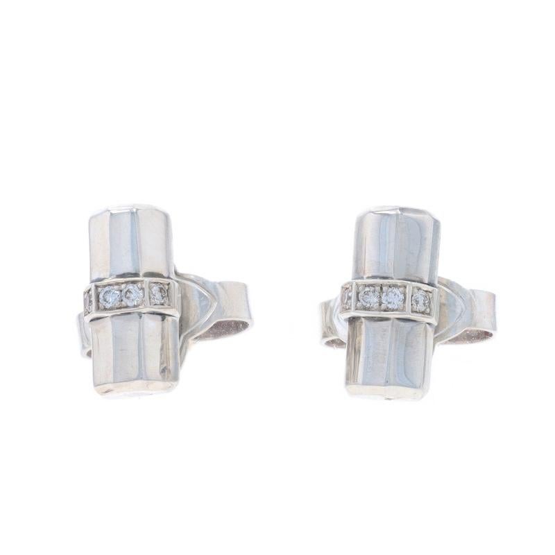 Round Cut David Yurman Lexington Diamond Stud Earrings - Sterling 925 & Yellow Gold 14k For Sale