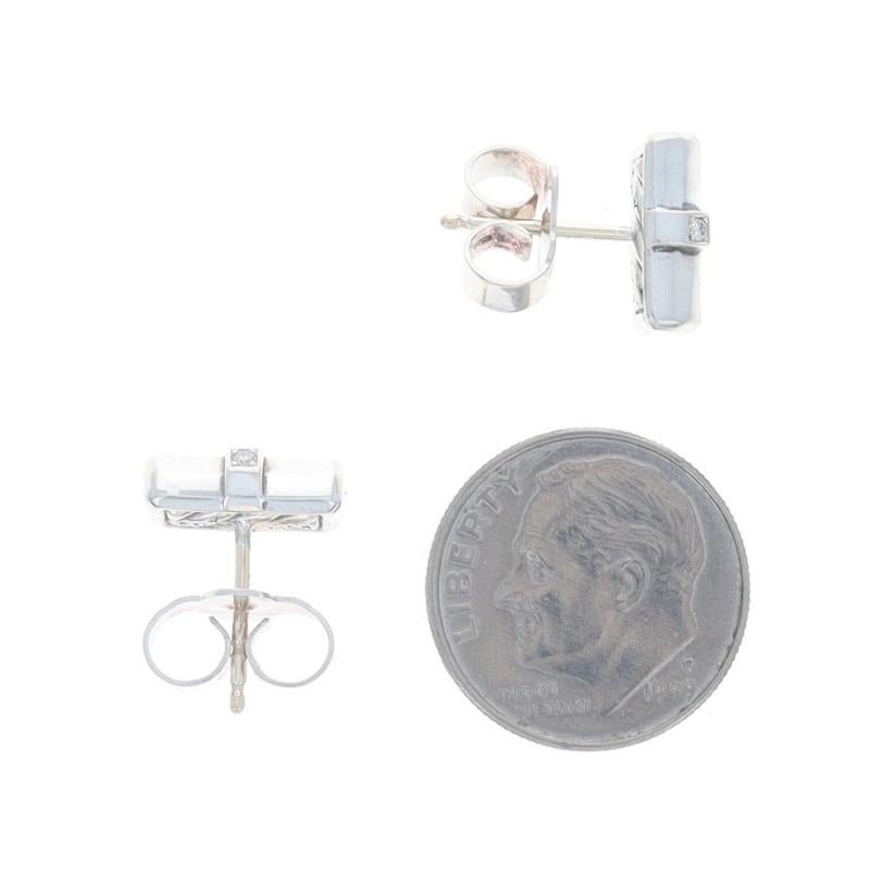 David Yurman Lexington Diamond Stud Earrings - Sterling 925 & Yellow Gold 14k In Excellent Condition For Sale In Greensboro, NC