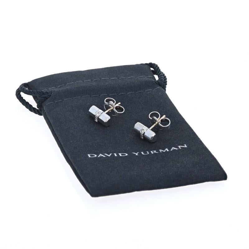 David Yurman Lexington Diamond Stud Earrings - Sterling 925 & Yellow Gold 14k For Sale 2