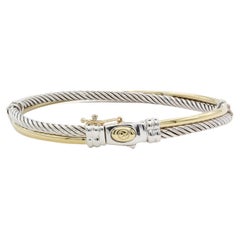 David Yurman Linked Crossover Cable Bracelet 18k Yellow Gold & Sterling Silver