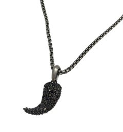 David Yurman Lion Claw Pendant Black Diamonds Amulet with DY Chain