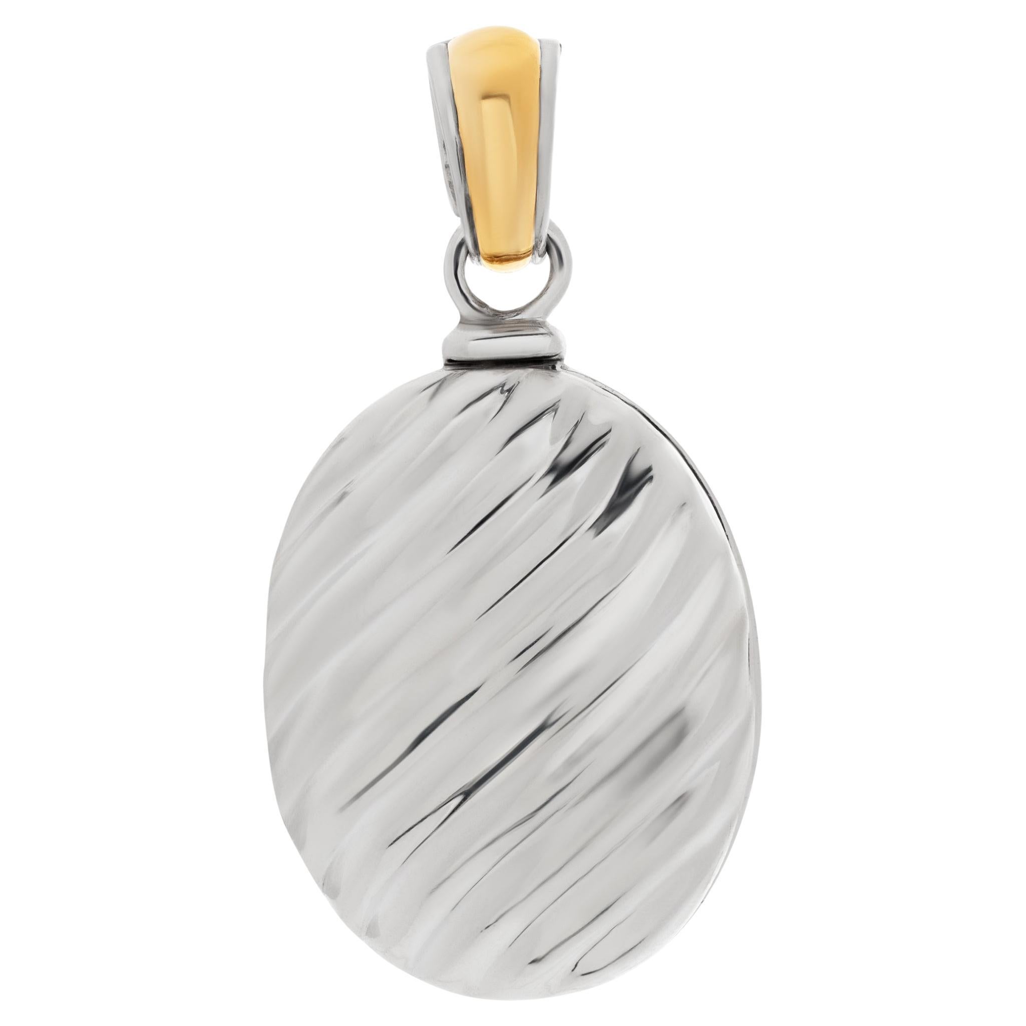 David Yurman Locket Pendant in 925 Sterling Silver and 18k Yellow Gold For Sale