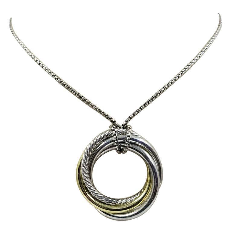 David Yurman Long Crossover Necklace with Ringed Pendant