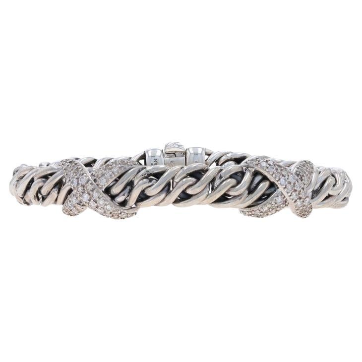 David Yurman Lyrica Double X Diamond Bracelet 7 1/4" Sterling 925 1.40ctw Chain