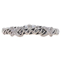 David Yurman Lyrica Double X Diamond Bracelet 7 1/4" Sterling 925 1.40ctw Chain