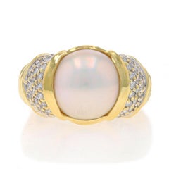 David Yurman Mabe Pearl & Diamond Ring - Yellow Gold 18k .60ctw