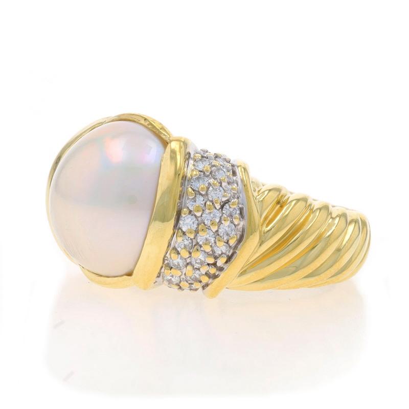 David Yurman Mabe Pearl & Diamond Ring - Yellow Gold 18k .60ctw In Excellent Condition For Sale In Greensboro, NC