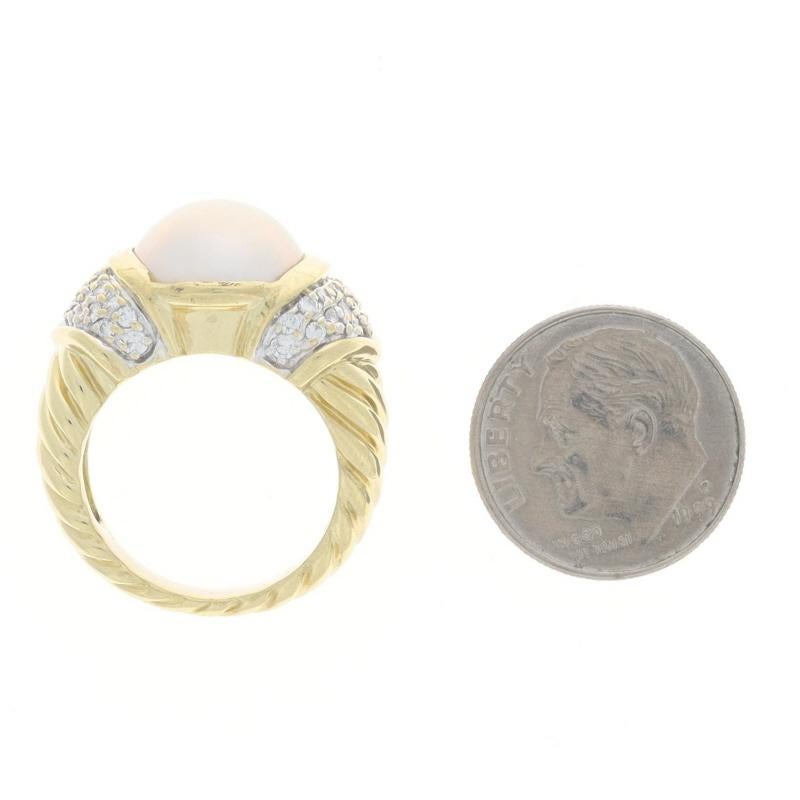 David Yurman Mabe Pearl & Diamond Ring - Yellow Gold 18k .60ctw For Sale 1