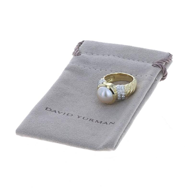 David Yurman Mabe Pearl & Diamond Ring - Yellow Gold 18k Round .60ctw Size 5 For Sale 1