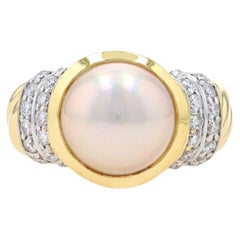 David Yurman Anello con perle e diamanti Mabe - Oro giallo 18k rotondo 0,60ctw Misura 5