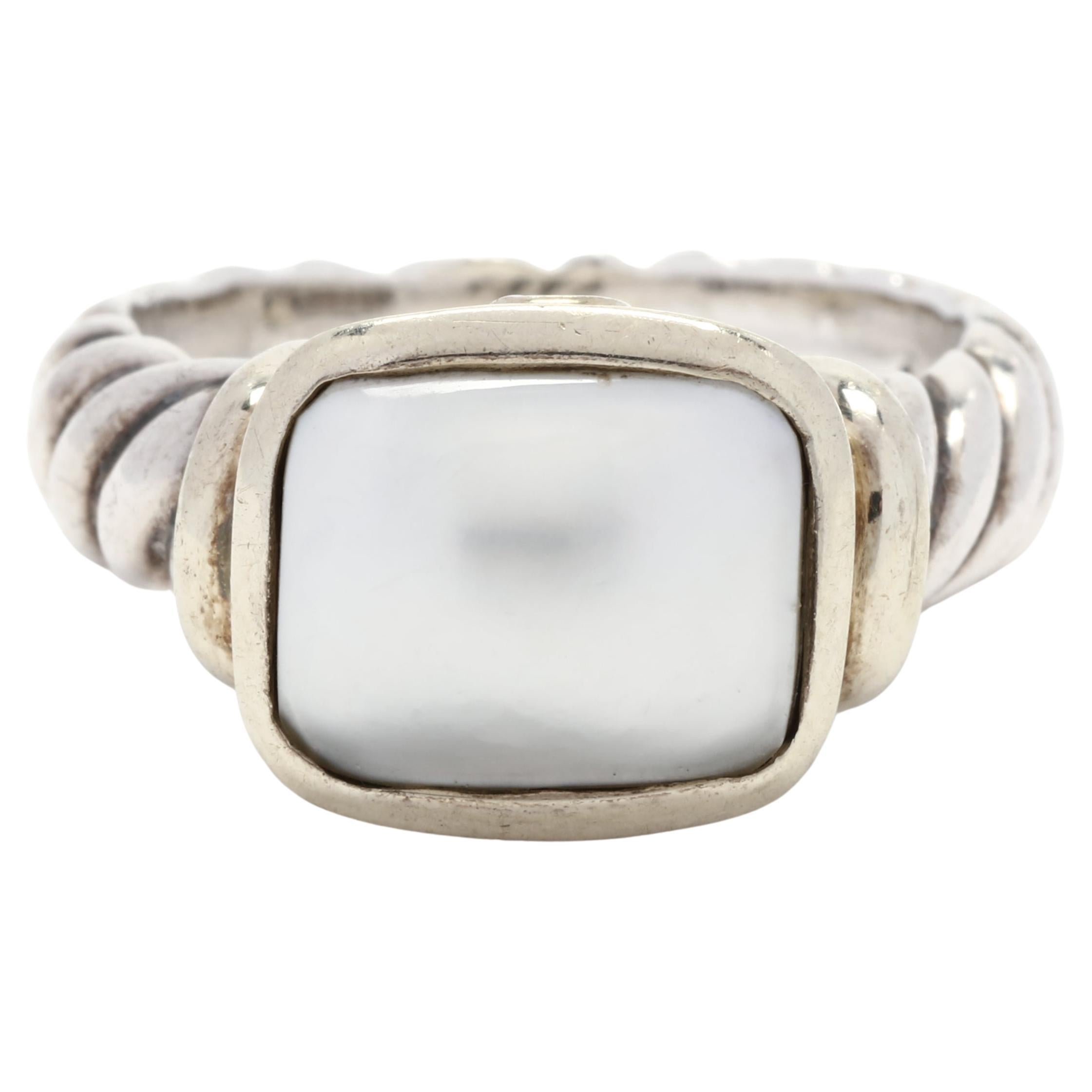 David Yurman Mabé Pearl Noblesse Ring, 14K Yellow Gold Silver, Ring Size 7