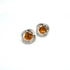 David Yurman Madeira Citrine Infinity Earrings Sterling Silver Estate