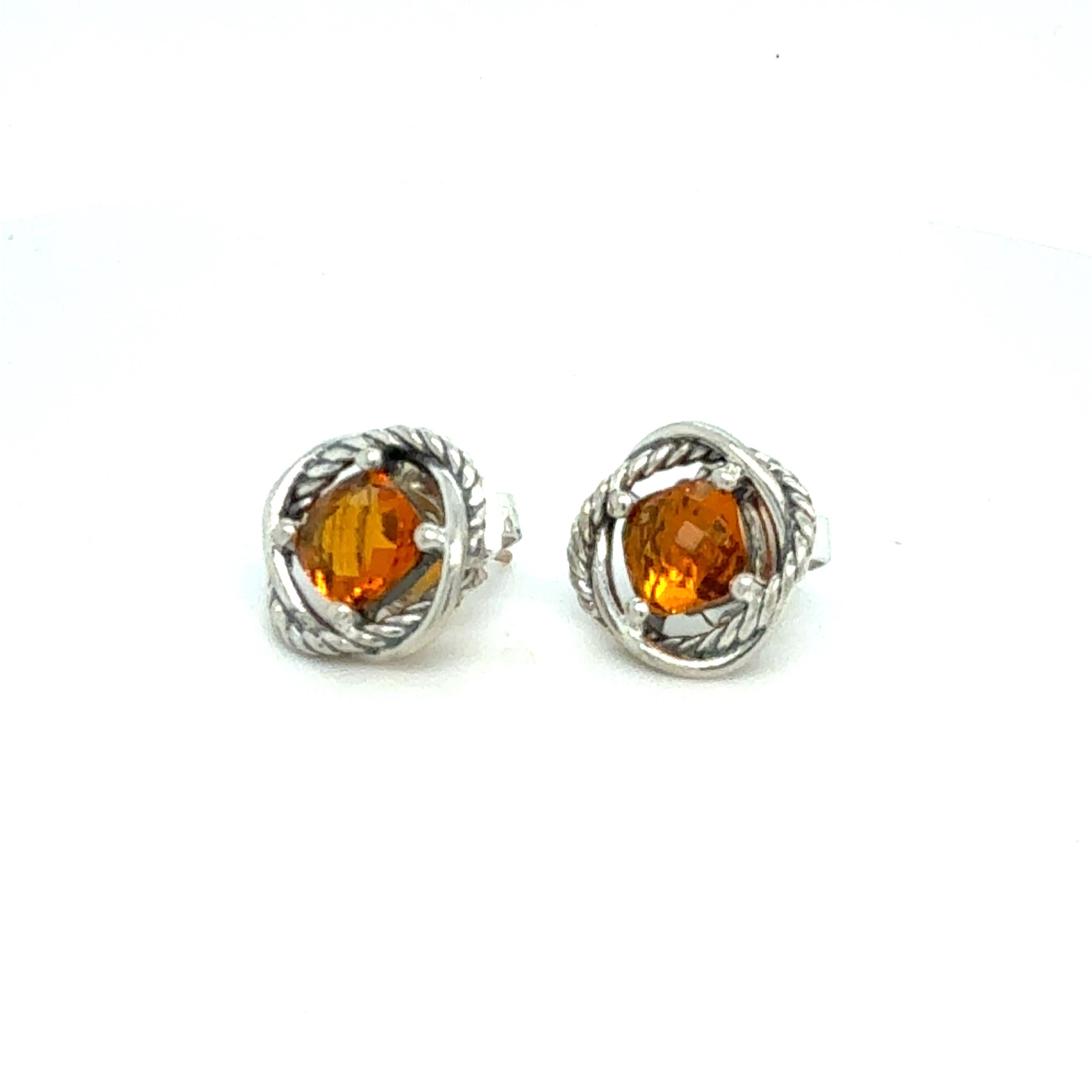 Women's David Yurman Madeira Citrine Infinity Earrings Sterling Silver Estate