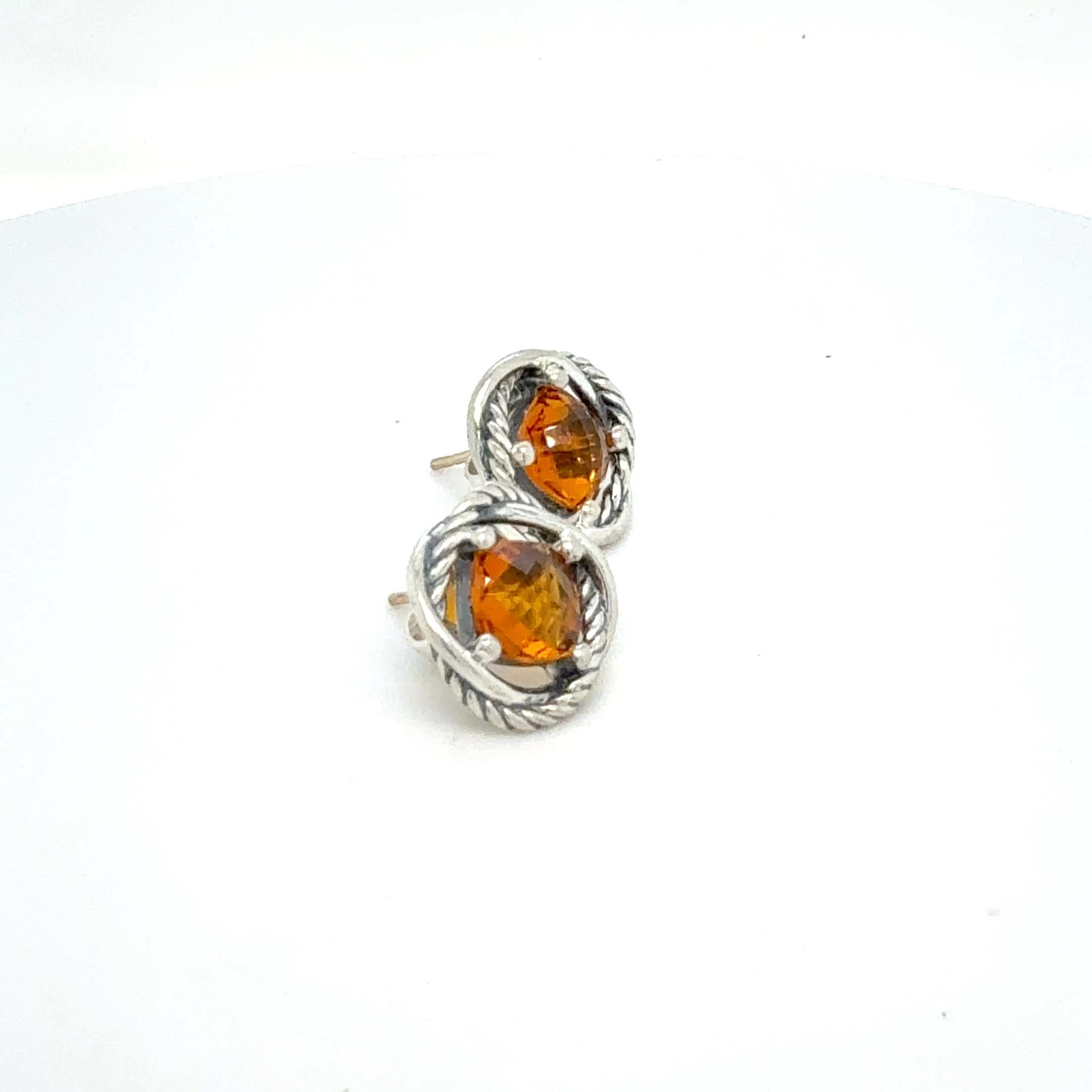 David Yurman Madeira Citrine Infinity Earrings Sterling Silver Estate 3