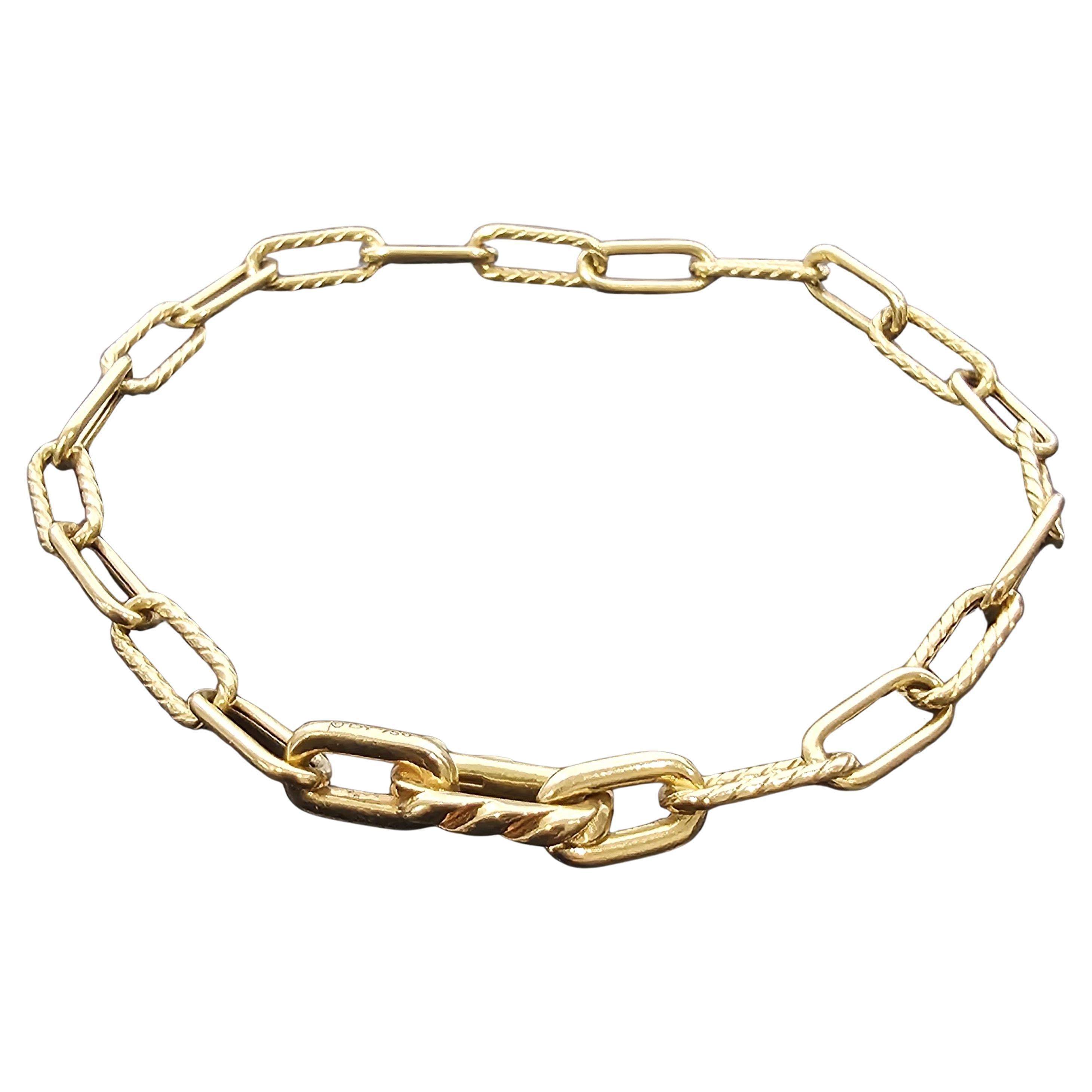 David Yurman Madison Cable Link Bracelet 18k Yellow Gold Small 5.1g 7.5"
