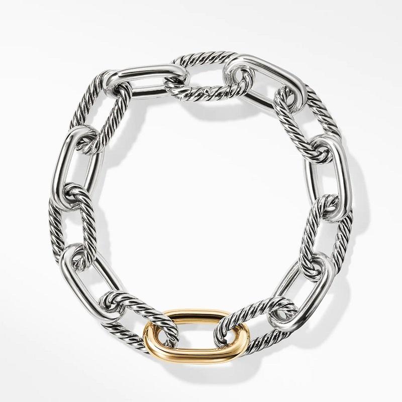 Sterling Silver and 18-karat Bonded Yellow Gold
Bracelet, 11mm 
Cable push clasp
Size Medium 
B13712 S8