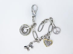 David Yurman Madison Charm Bracelet Cable Sterling Silver Gold Two-Tone