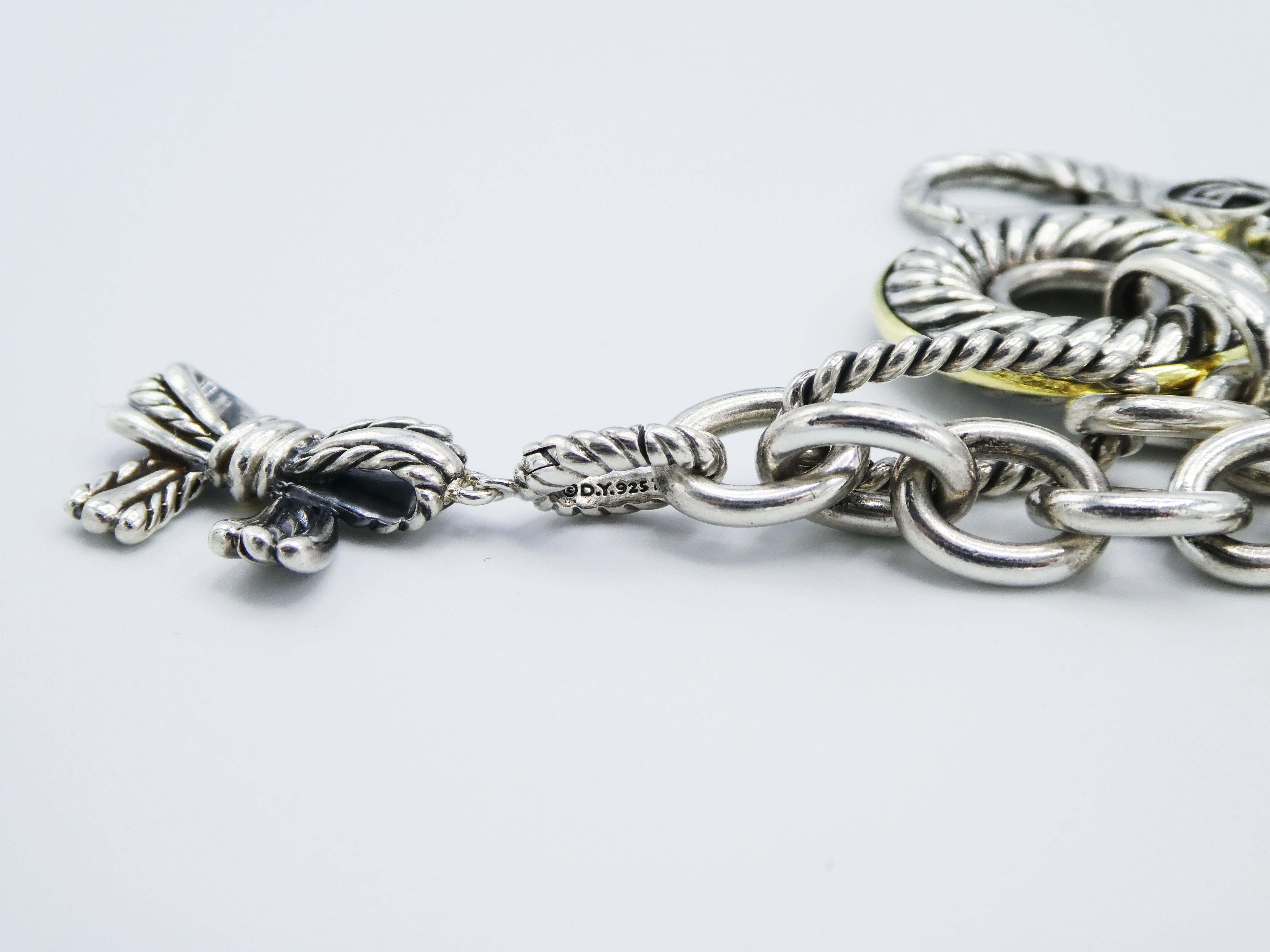 David Yurman Madison Charme Armband Kabel Sterling Silber Gold zweifarbig Damen