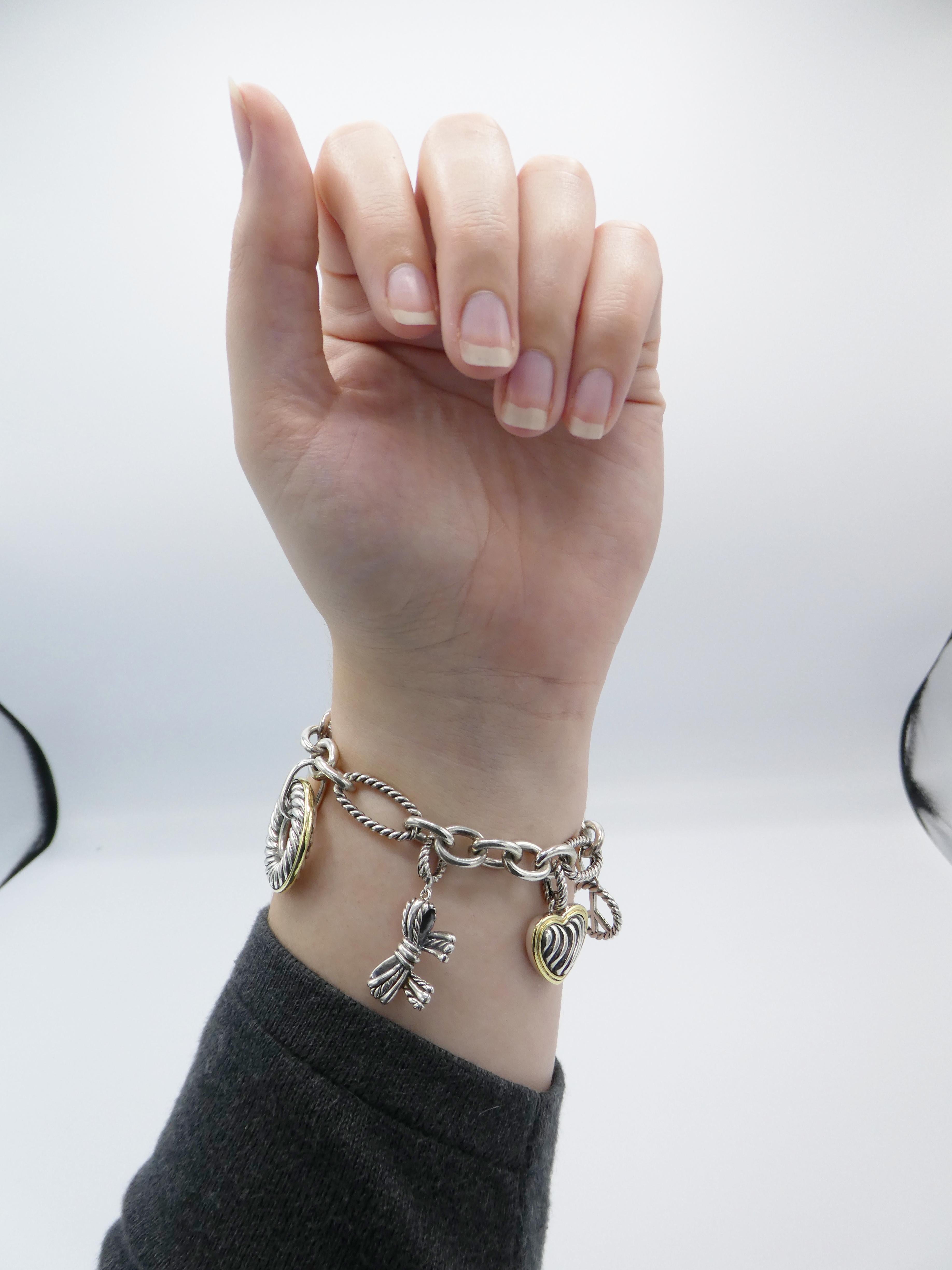 David Yurman Madison Charme Armband Kabel Sterling Silber Gold zweifarbig 1