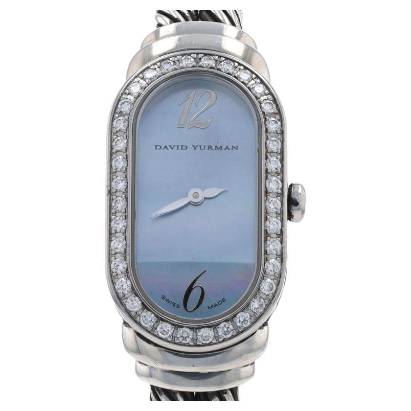 David Yurman Madison Montre-bracelet pour femme T408-MSS -925 et quartz bleu acier 1YrWnty en vente