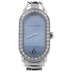 David Yurman Madison Montre-bracelet pour femme T408-MSS -925 et quartz bleu acier 1YrWnty