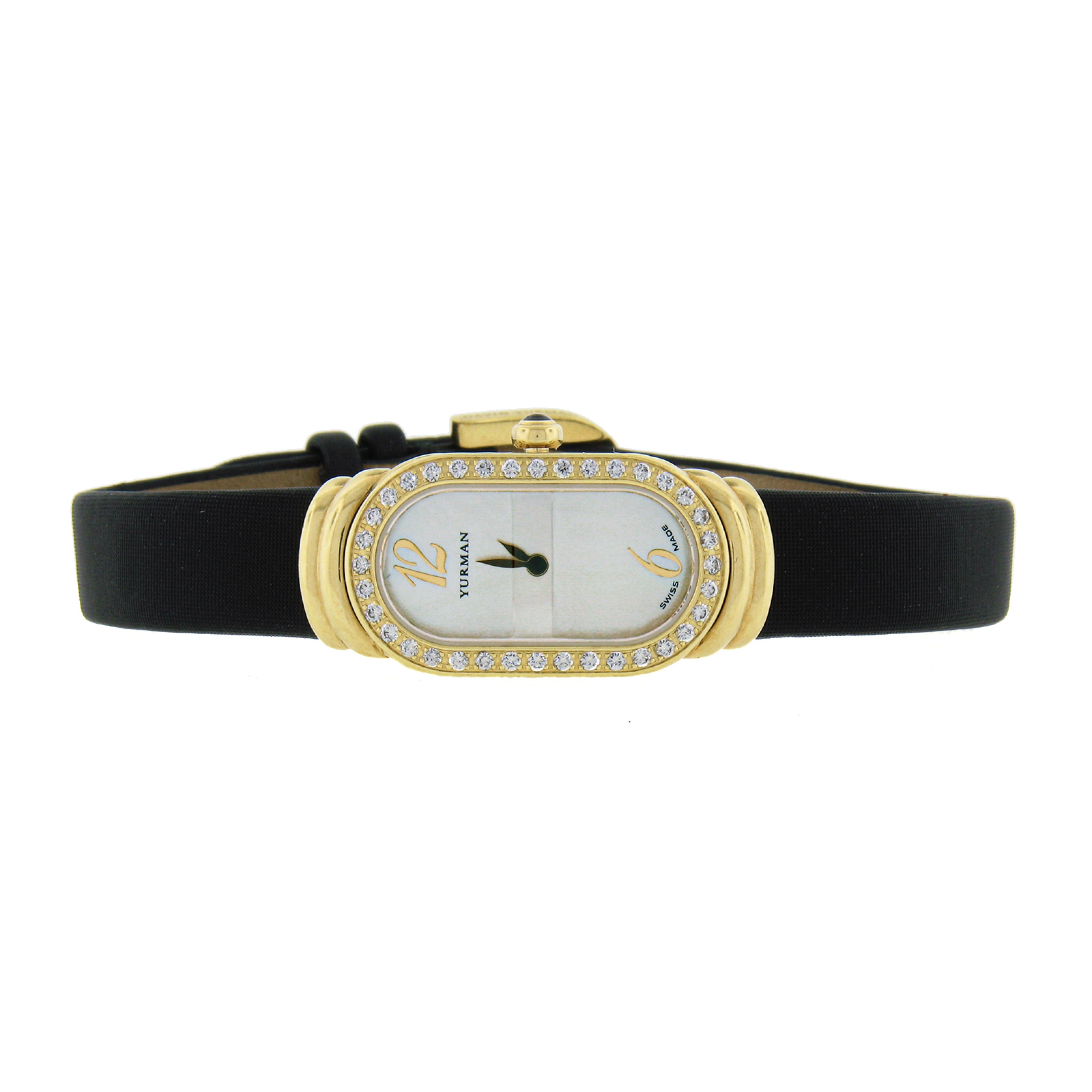 Taille ronde David Yurman Madison Petite 18k Gold Diamond Bezel MOP Dial Wrist Watch T409-P88 en vente
