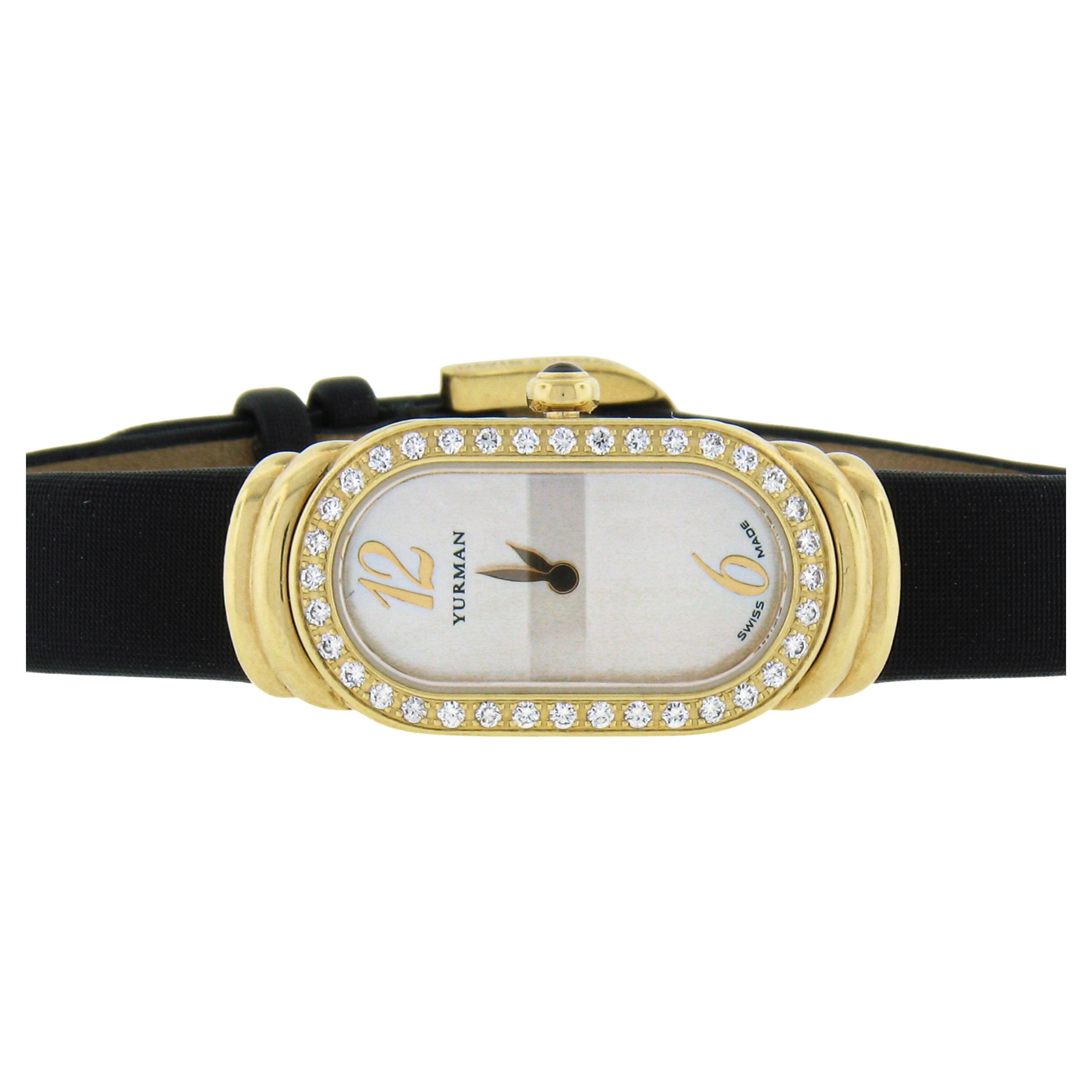 David Yurman Madison Petite 18k Gold Diamond Bezel MOP Dial Wrist Watch T409-P88 en vente