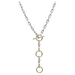 David Yurman Madison Sterling Silver & Gold Three-Ring Chain Toggle Necklace