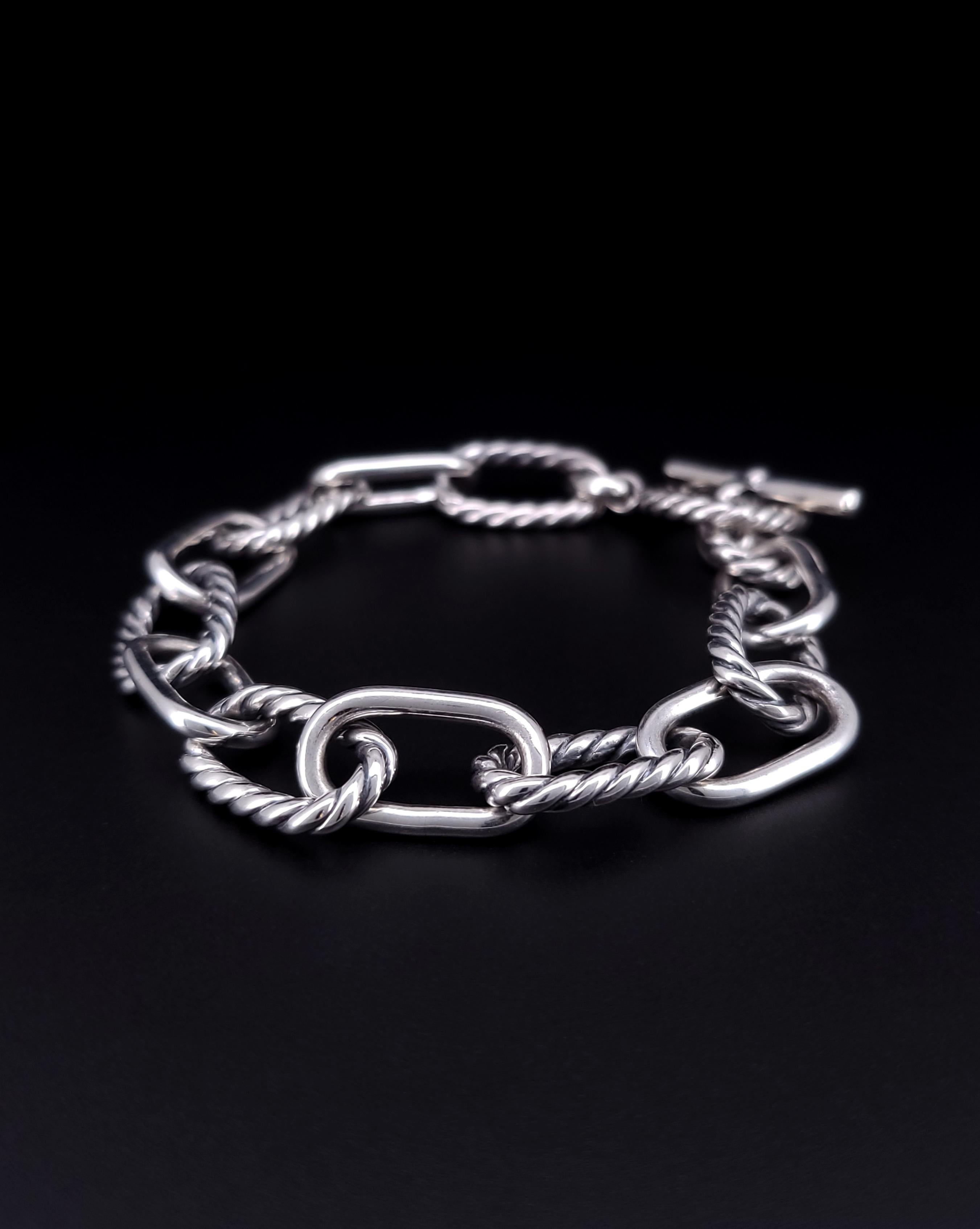 David Yurman Bracciale a catena con chiusura a ginocchiera in A. Silver da 7