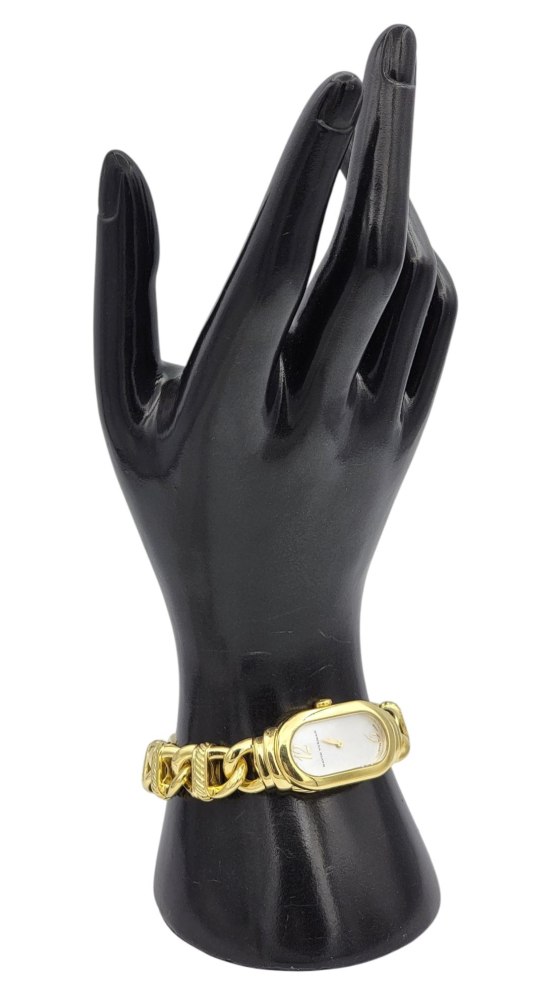 David Yurman Madison Wrist Watch with Mother of Pearl Dial 18 Karat Yellow Gold For Sale 6