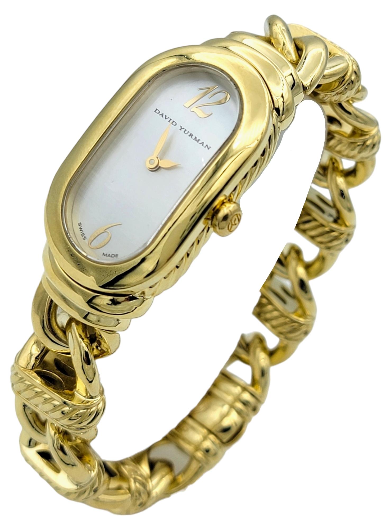 Women's David Yurman Madison Wrist Watch with Mother of Pearl Dial 18 Karat Yellow Gold For Sale